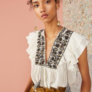 Ulla Johnson Nuru Blanc Top Size 0 NWT $295